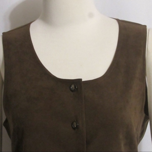 NEW TALBOTS BROWN FAUX SUEDE JUMPER DRESS SIZE 6 - Picture 2 of 5